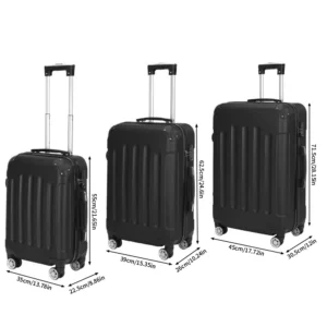 Ensemble de 3 valises cabine rigides ABS Comanlai 20/24/28" - Serrure TSA & roues 360° - Voyagez sans effort