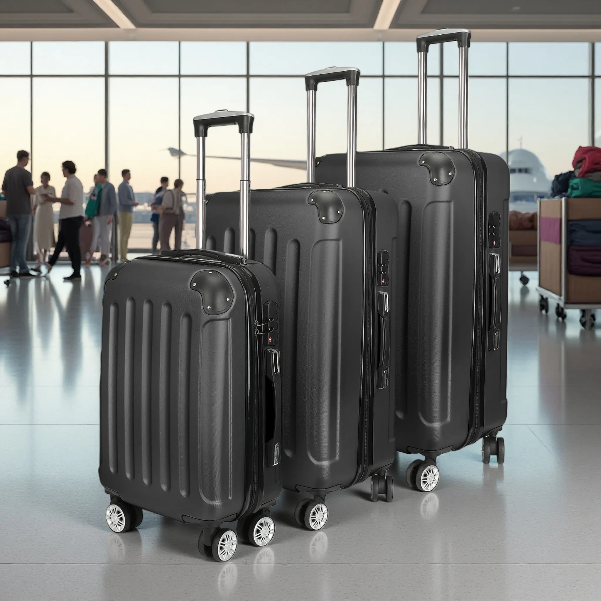 Ensemble de 3 valises cabine rigides ABS Comanlai 20/24/28" - Serrure TSA & roues 360° - Voyagez sans effort – Image 2