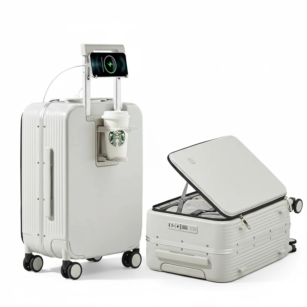 Valise Cabine Mi aluminium PC 20 pouces - Port USB, support téléphone - Voyagez connecté et organisé