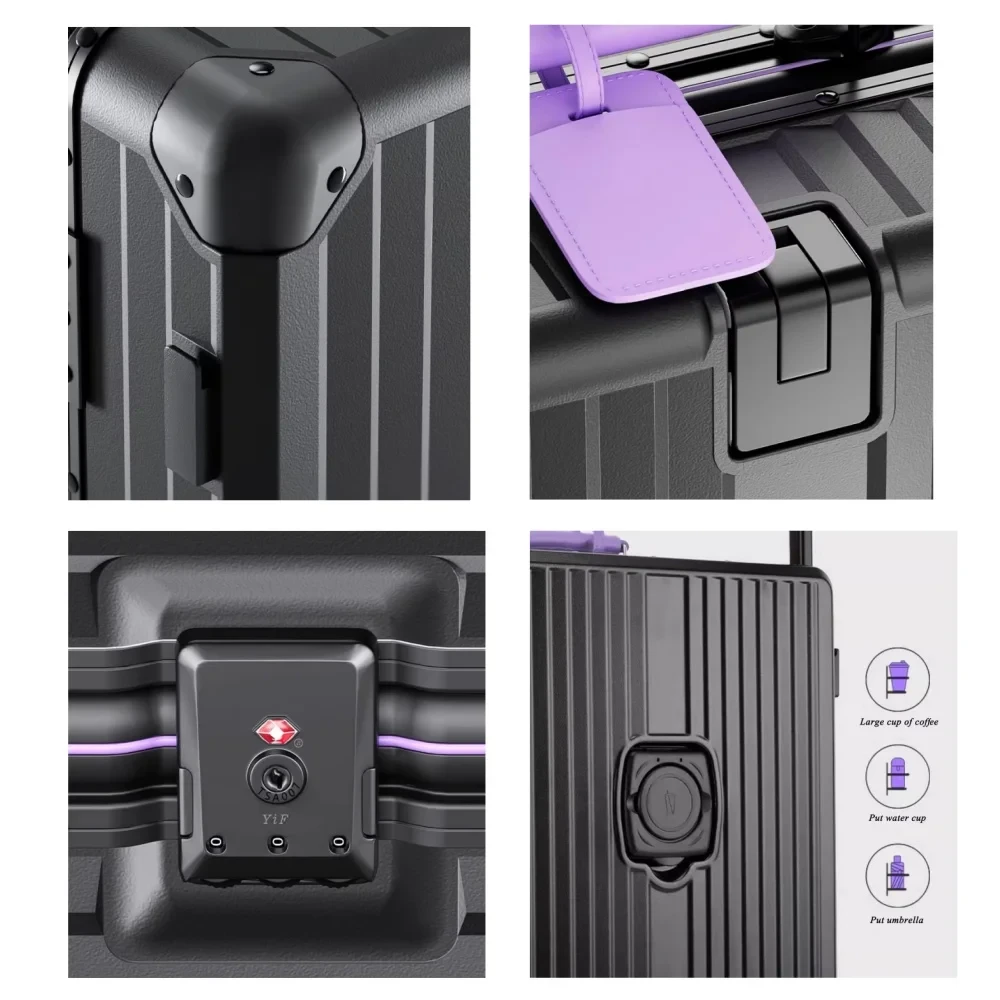 Valise rigide PC + cadre aluminium - 20 à 28 pouces | Bagage à roulettes silencieux serrure TSA – Image 2