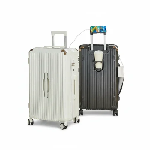 d5f4f845-b6ff-4b62-89c7-babe662f97e2 Valise Cabine Roulante Grande Capacité 20-26" ABS avec Porte-Gobelet - Voyagez Confortablement