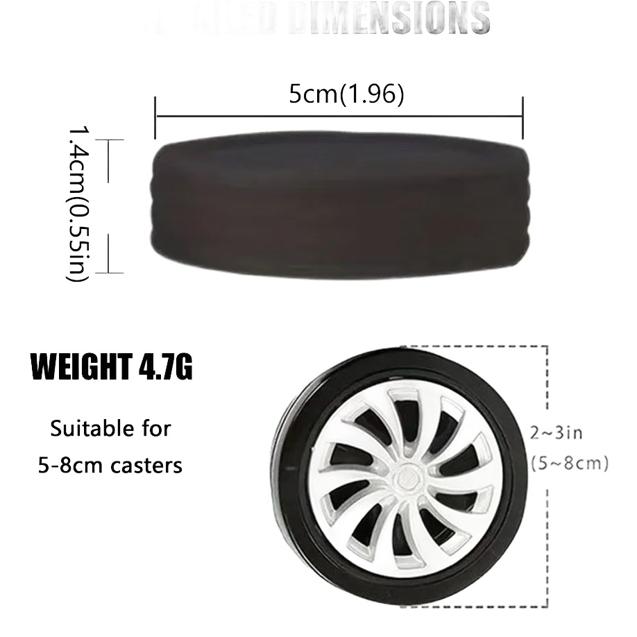 Accessoire de voyage : 16 protections de roues de valise, detail
