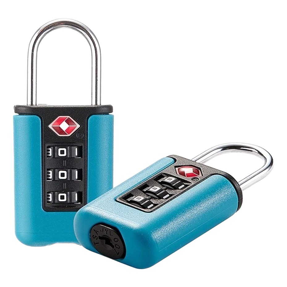 Accessoire de voyage, cadenas TSA à code pour valise, combinaison, vue de trois quarts