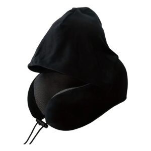 Coussin de nuque en U à capuche, housse amovible