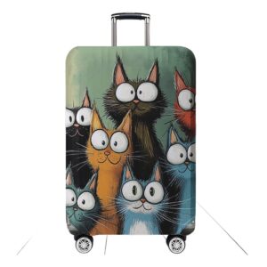 Accessoire de voyage, housse valise a motif chat avec decoupes