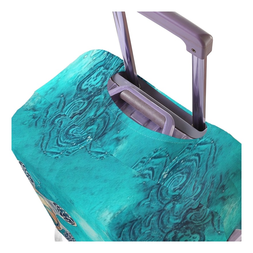 Accessoire de voyage, housse valise à motif tortue des profondeurs, vue de face