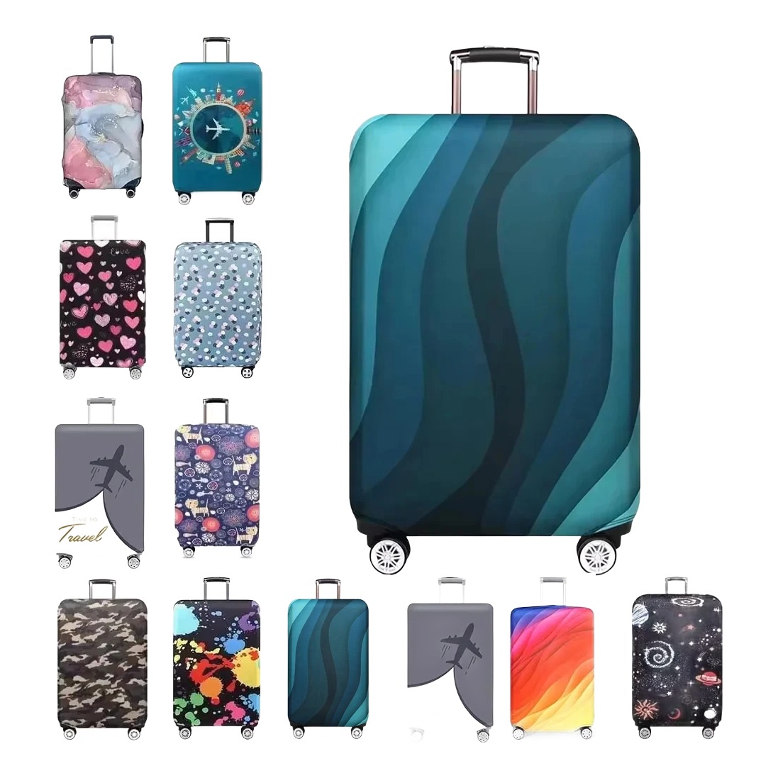 Accessoire de voyage, housse valise extensible, quatre tailles, vue de face
