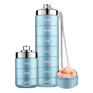 Accessoire de voyage : pilulier aluminium sept jours, étanche
