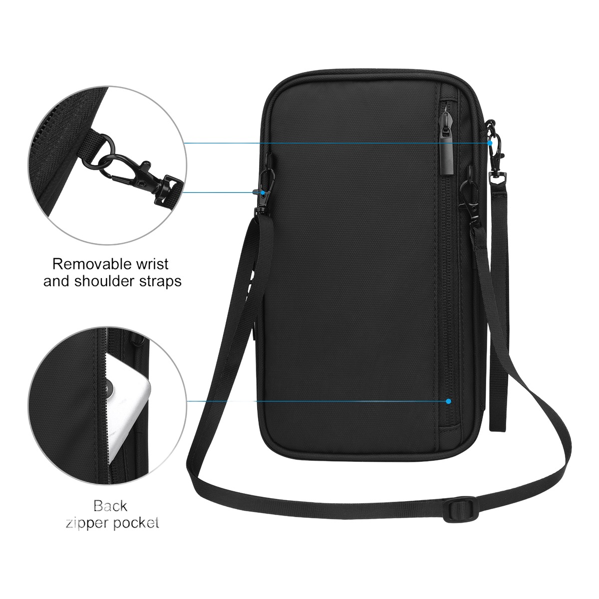Accessoire de voyage : pochette passeport multi-poches pour homme, vue principale