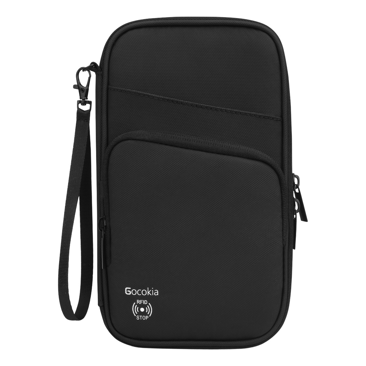 Accessoire de voyage : pochette passeport multi-poches pour homme, vue de face