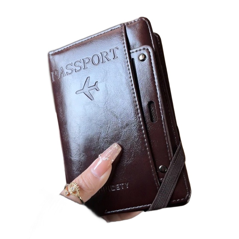 Accessoire de voyage, porte passeport à blocage RFID, vue de face