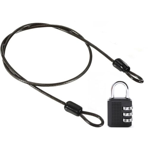 Cadenas valise à code 3 chiffres avec câble acier d'un mètre Cadenas valise à code 3 chiffres avec câble acier d'un mètre, vue principale