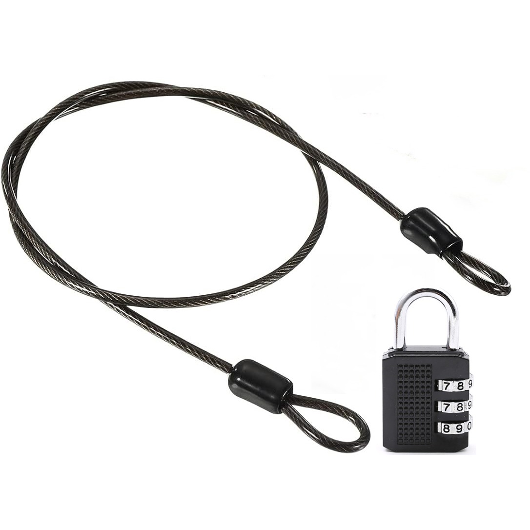 Cadenas valise à code 3 chiffres avec câble acier d'un mètre, vue principale
