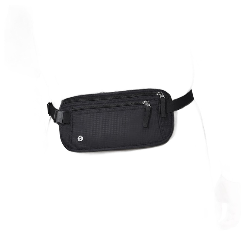 Ceinture de voyage porte-passeport plate, à porter sous les vêtements, vue de trois quarts