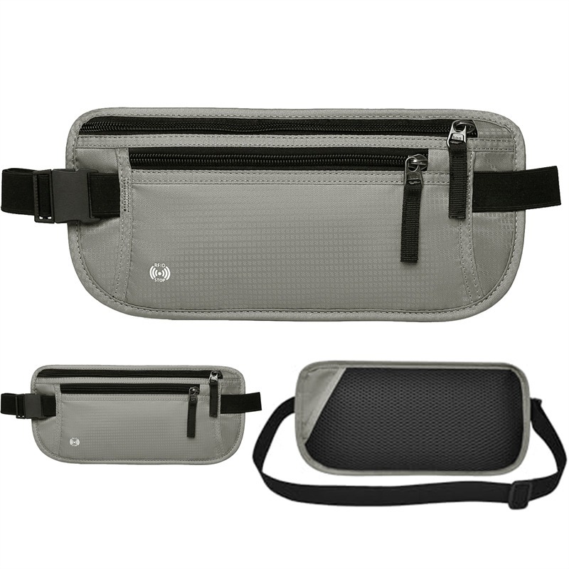 Ceinture de voyage porte-passeport plate, à porter sous les vêtements, vue de profil