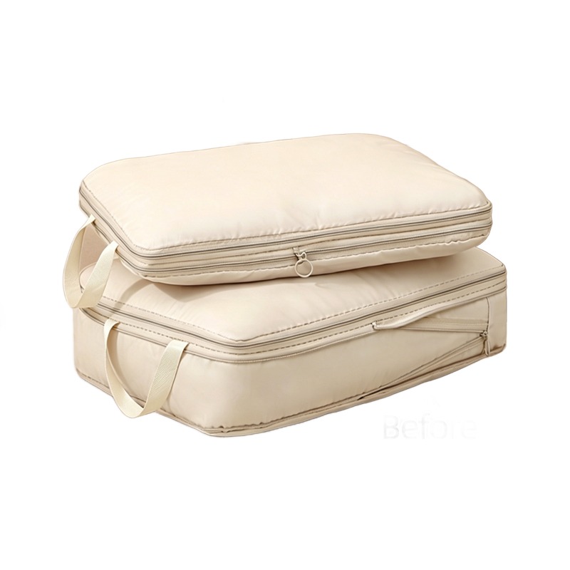 Cubes de compression pour valise, lot de 3 et sac à chaussures, vue de trois quarts