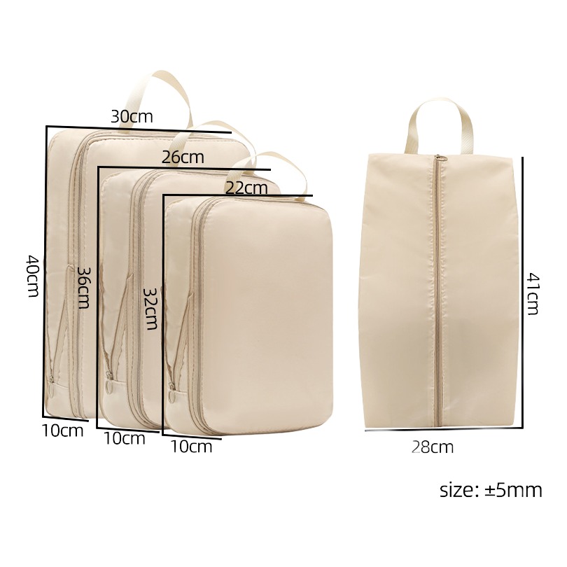 Cubes de compression pour valise, lot de 3 et sac à chaussures, vue arriere