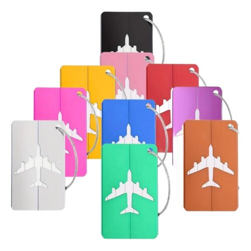Étiquette bagage en aluminium avec porte-carte, couleurs assorties Étiquette bagage en aluminium avec porte-carte, couleurs assorties, vue principale