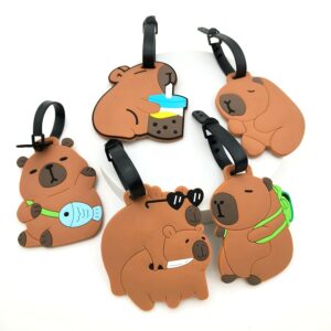 Étiquette valise capybara en PVC souple, accessoire de voyage ludique