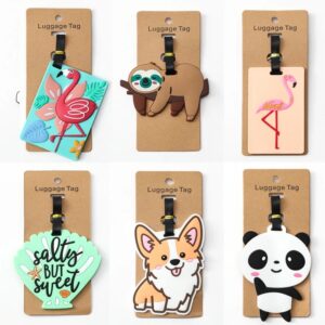 Étiquette valise en silicone, accessoire de voyage à motifs animaux