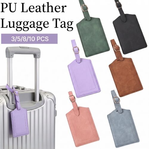 Etiquette valise, etiquette bagage cuir PU avec volet de confidentialite Etiquette valise, etiquette bagage cuir PU avec volet de confidentialite, vue principale