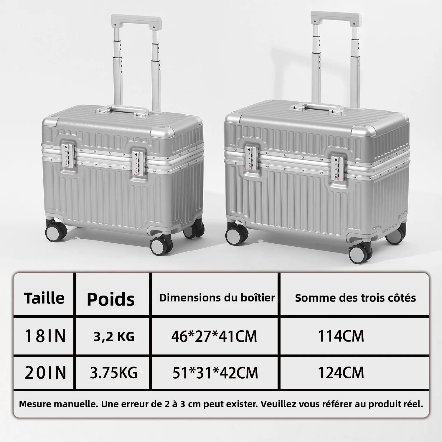 Petite valise cabine à ouverture par le dessus, 18 ou 20 pouces, vue arriere