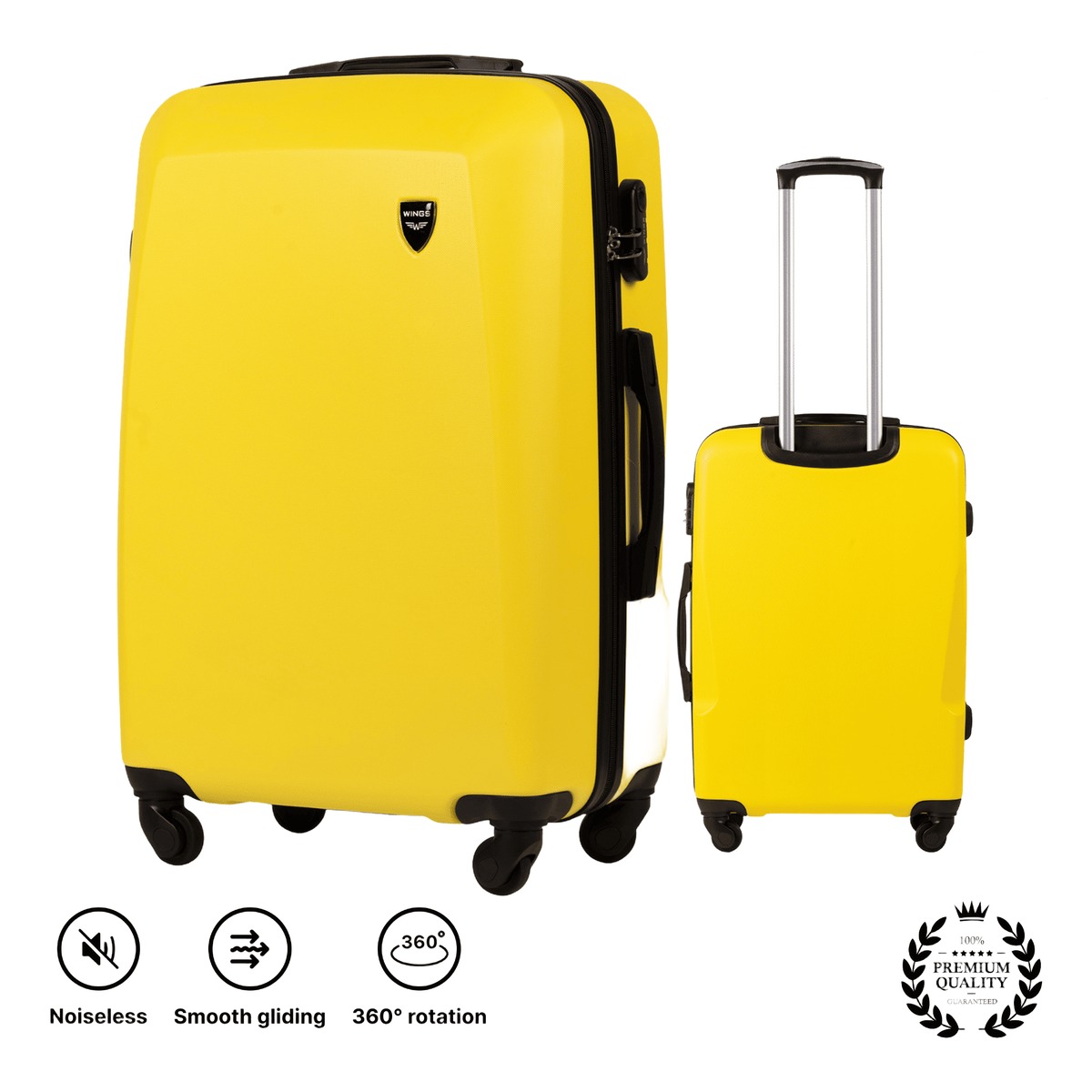 Petite valise cabine, quatre tailles de 18 à 28 pouces, vue de trois quarts