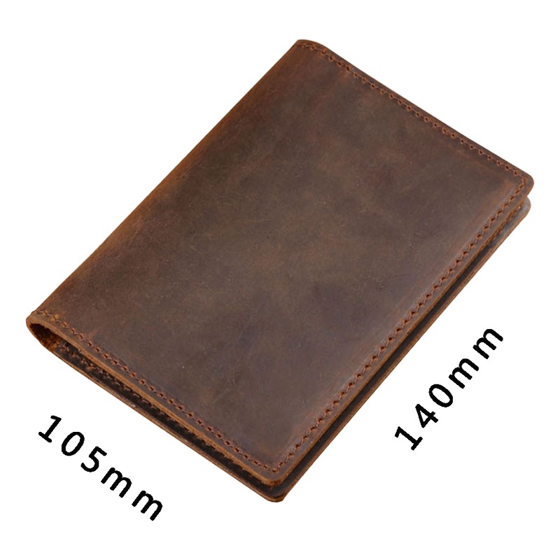 Porte passeport en cuir de vache vintage, accessoire de voyage, vue de profil