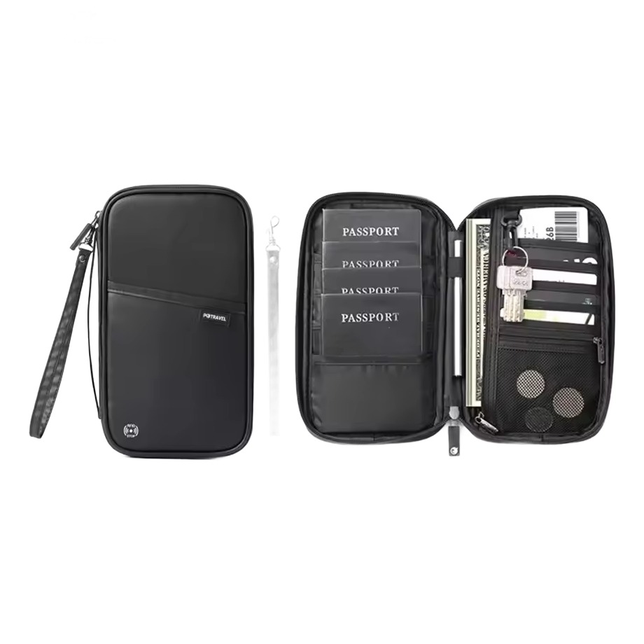 Porte-passeports anti-RFID, accessoire de voyage familial, vue de face