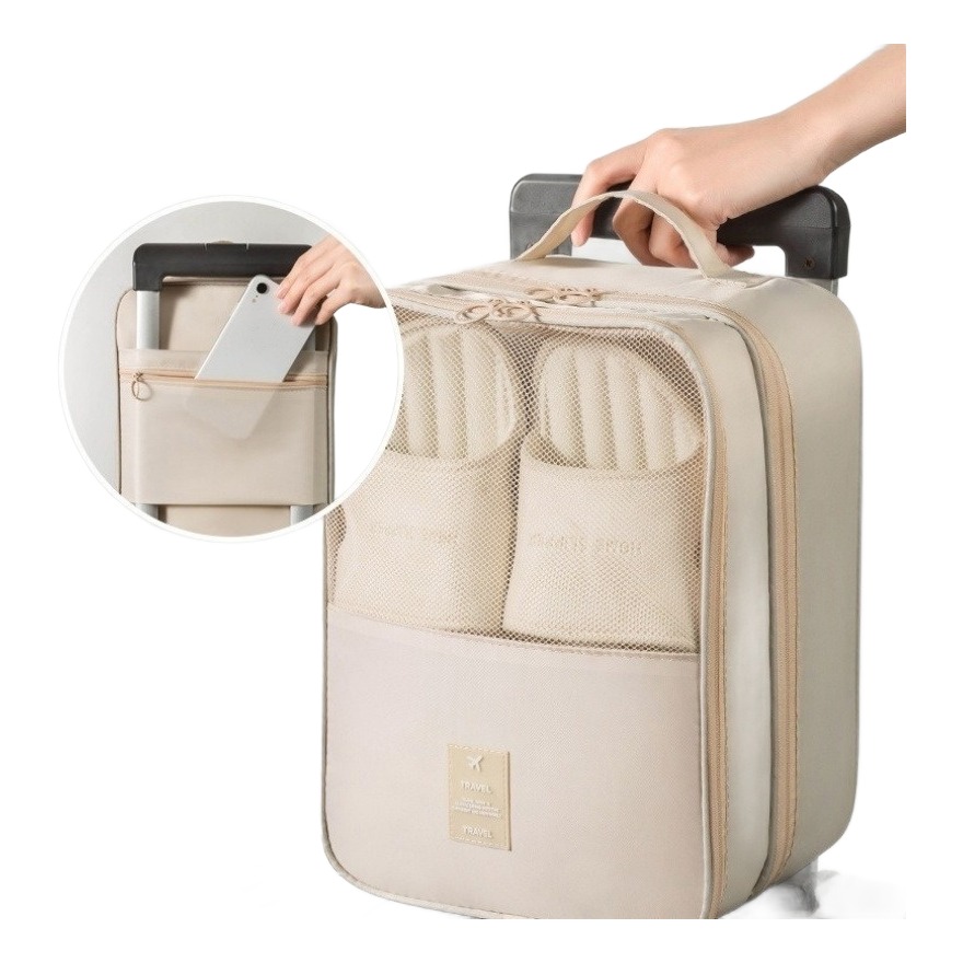 Sac à chaussures voyage imperméable, fenêtre en maille, vue de profil