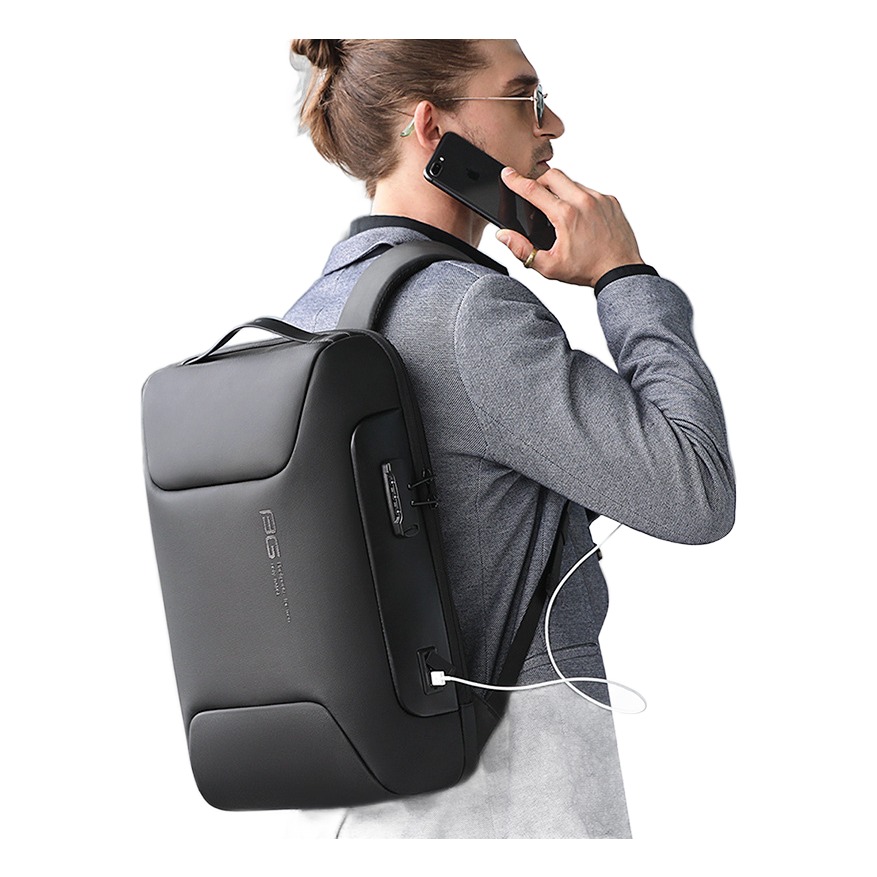 Sac a dos cabine antivol en toile jacquard, 20 à 35 litres, detail