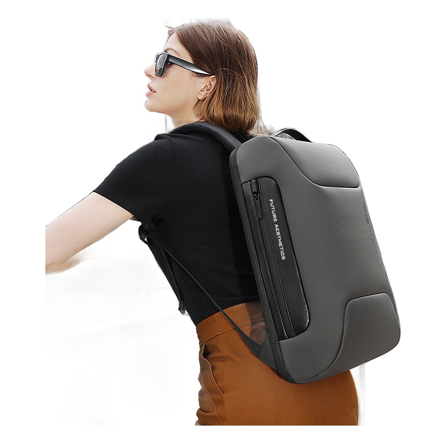 Sac a dos cabine antivol en toile jacquard, 20 à 35 litres, vue de profil