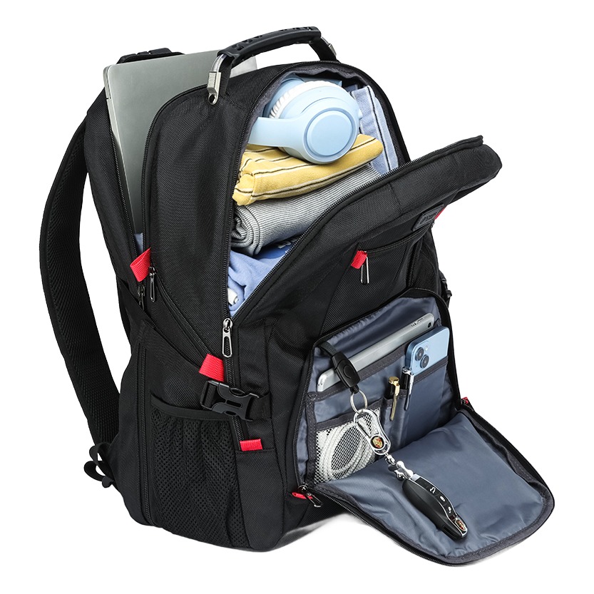 Sac a dos cabine de 30 litres a compartiments multiples, vue de trois quarts