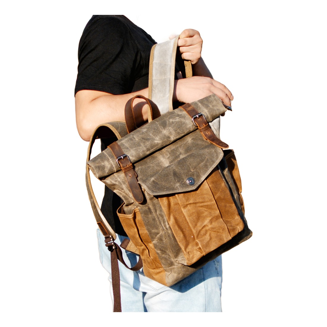 Sac a dos cabine en toile cirée, cinq teintes, vue arriere