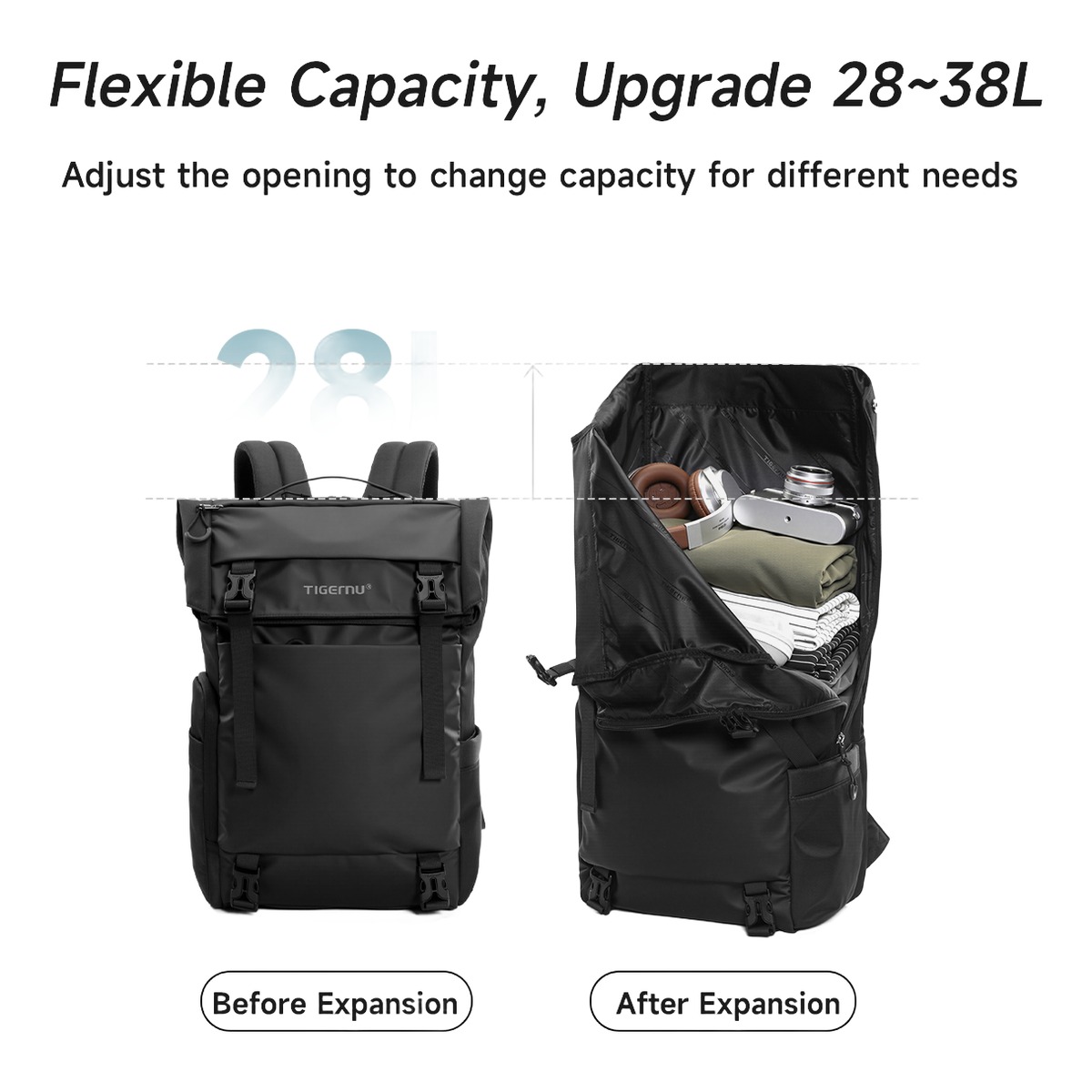 Sac a dos cabine en TPU imperméable, extensible, vue de face