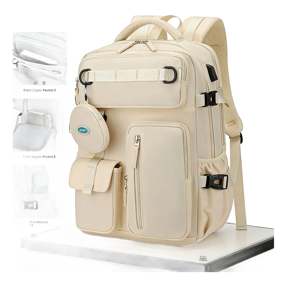 Sac à dos cabine étanche à poches multiples, usage extérieur, vue arriere