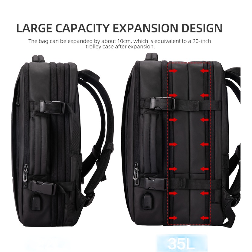 Sac a dos cabine extensible 15,6 pouces, trois coloris, vue de face