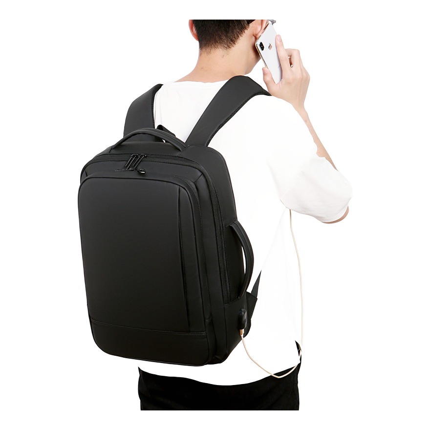 Sac a dos cabine extensible a chargement lateral et port USB, vue de trois quarts