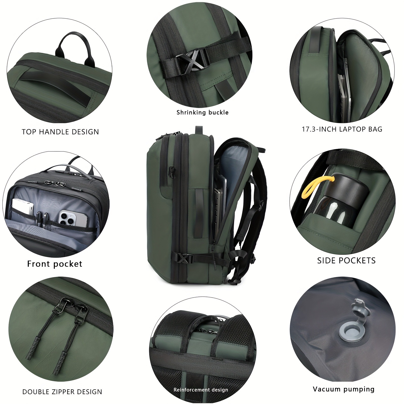Sac à dos cabine extensible à compression sous vide 26 à 39 L, vue arriere
