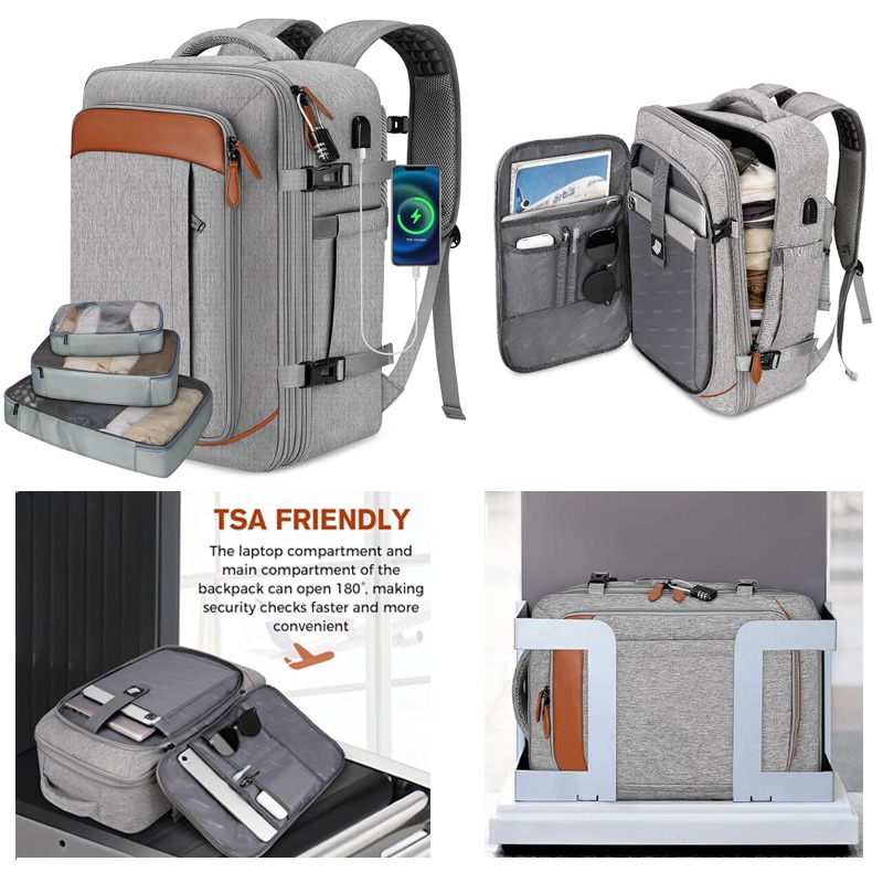 Sac à dos cabine extensible avec 3 cubes de rangement, 51 cm, vue de trois quarts