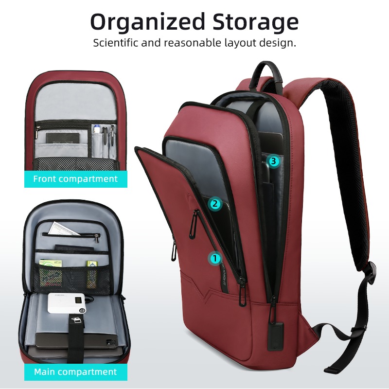 Sac à dos cabine fin pour ordinateur 15,6 et 17 pouces, detail