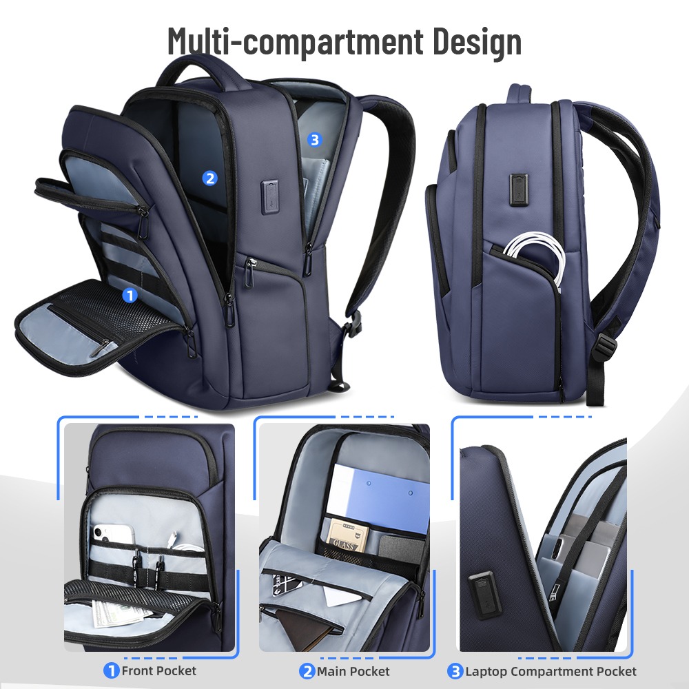 Sac à dos cabine imperméable pour ordinateur 17 pouces, vue de profil