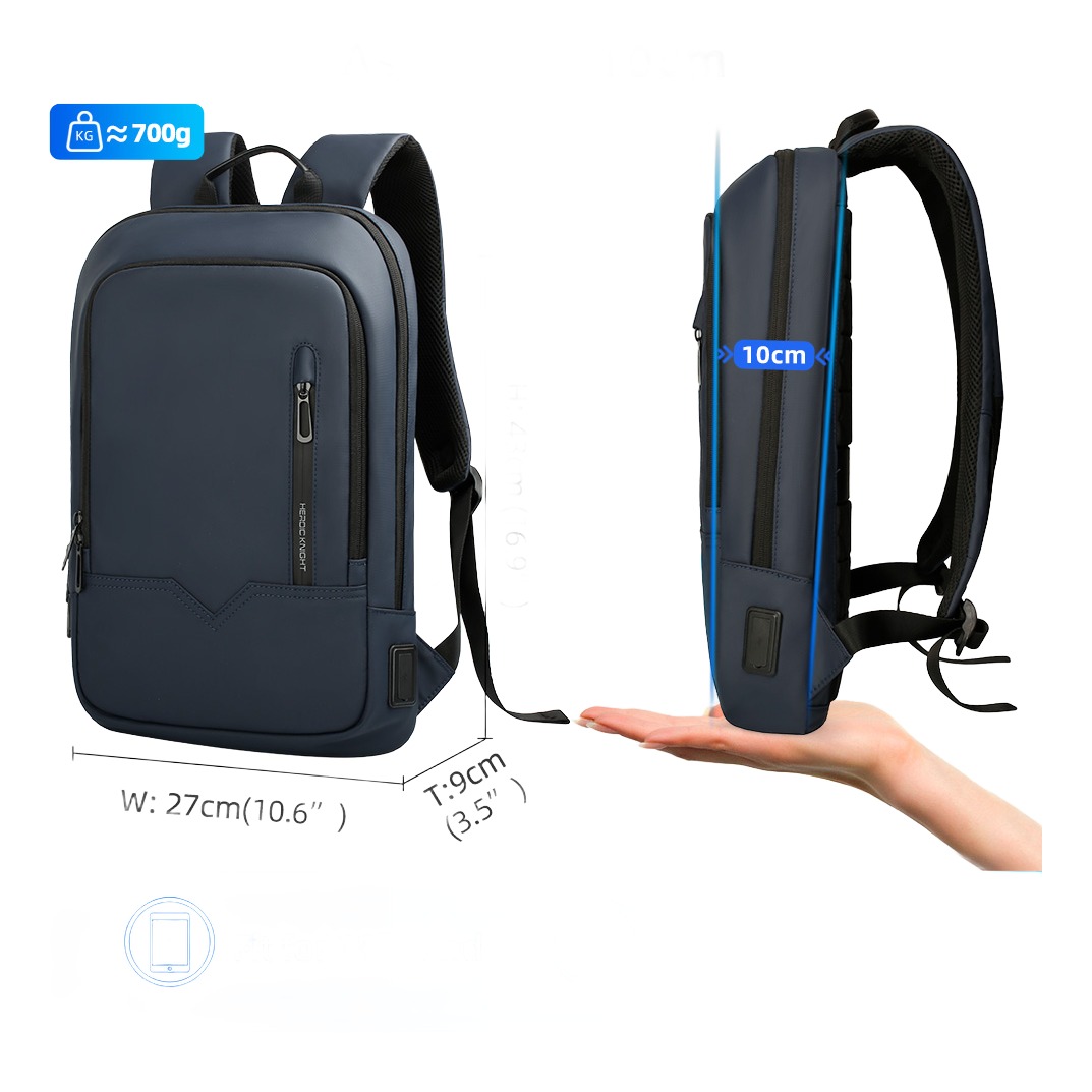 Sac a dos cabine mince 15,6 pouces a ligne minimaliste, vue de trois quarts