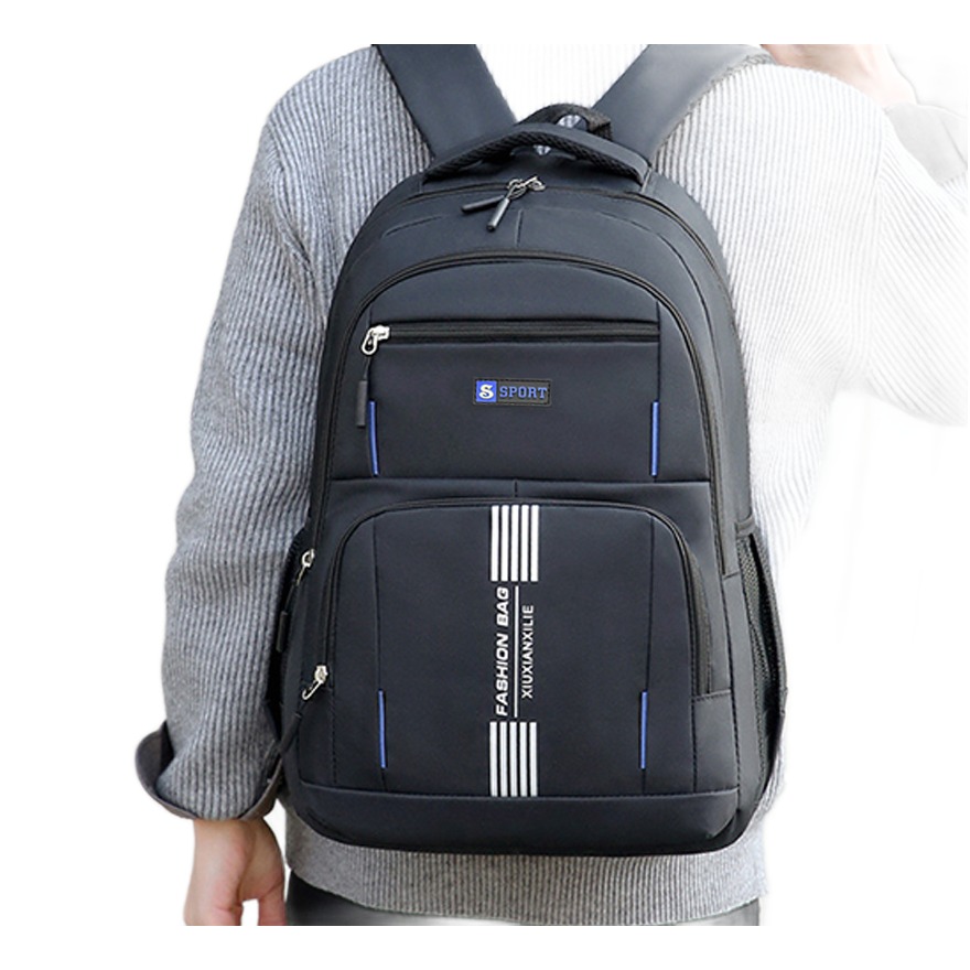 Sac a dos cabine minimaliste en nylon a compartiments multiples, vue de face