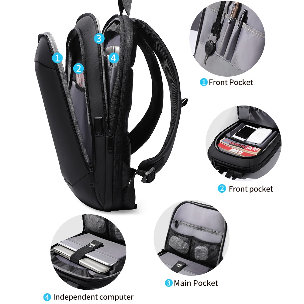 Sac à dos cabine pour ordinateur portable 17 pouces, vue de face