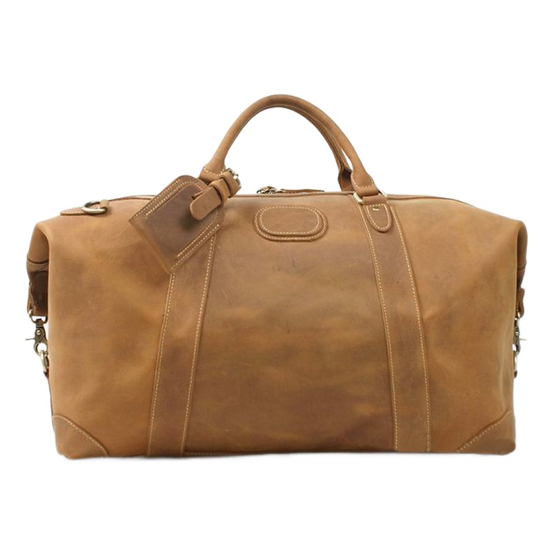 Sac de voyage cabine en cuir crazy horse, 52 cm, deux teintes, vue de trois quarts