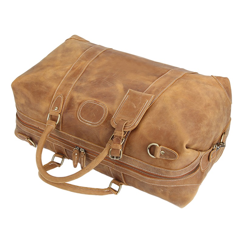 Sac de voyage cabine en cuir crazy horse, 52 cm, deux teintes, detail