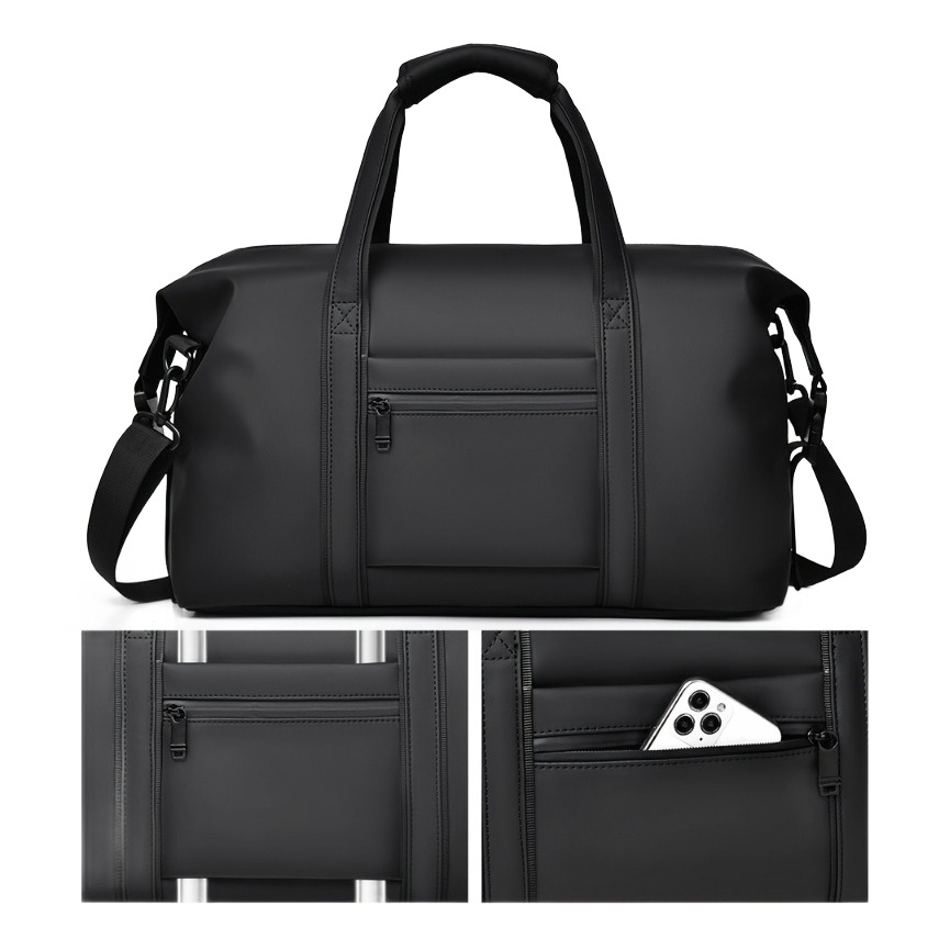 Sac de voyage cabine en simili cuir pour une nuit, vue de profil