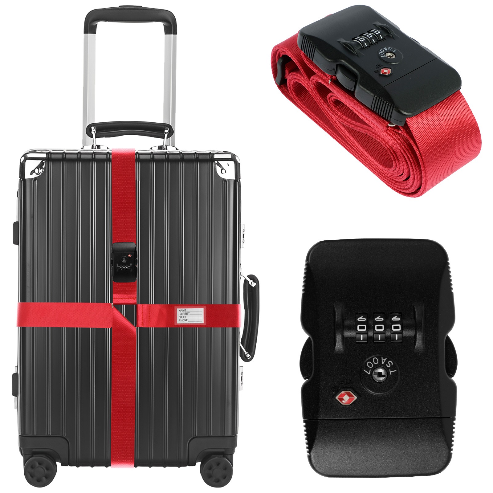 Sangle valise croisée avec serrure à code agréée, vue principale