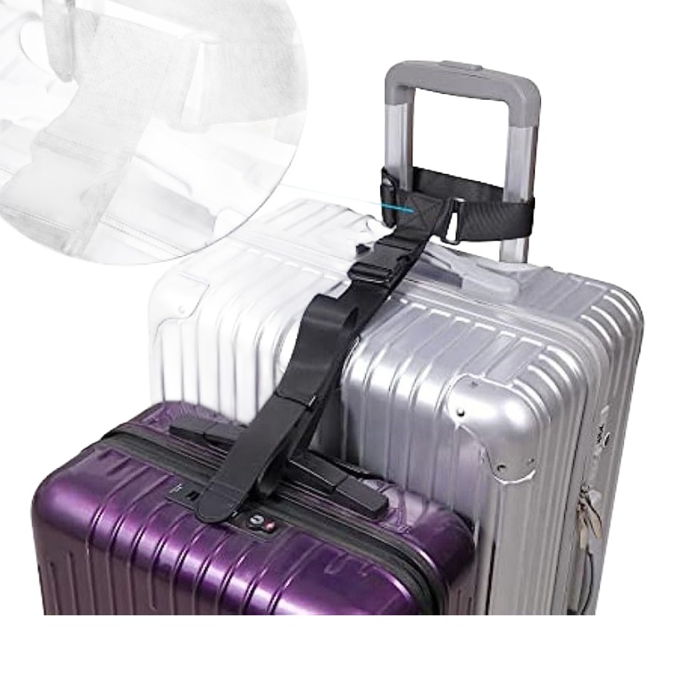 Sangle valise de fixation pour solidariser deux bagages, vue de trois quarts